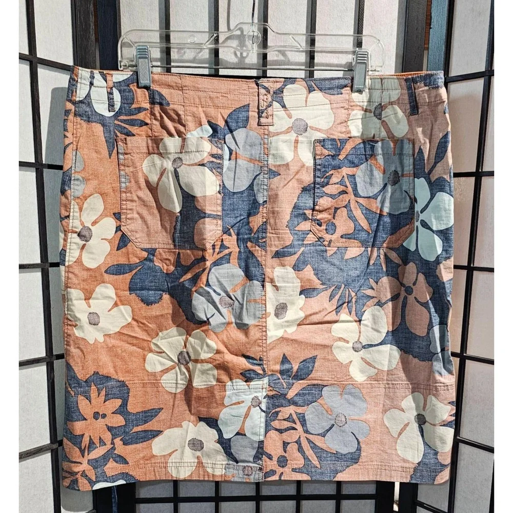AVENTURA CLOTHING Women’s‎ Skirt Size 16 Orange Blue Floral ORGANIC Cotton